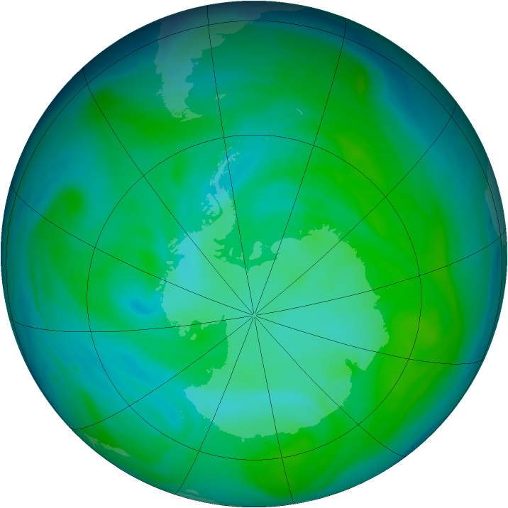 Antarctic ozone map for 22 December 2004